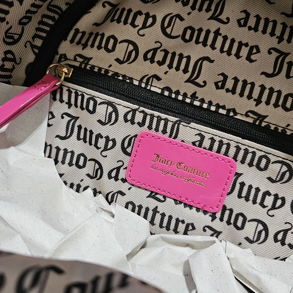 NWT Juicy Couture Pullout Pouch Backpack Pink Flash Embossed Bookbag Purse - Picture 5 of 8